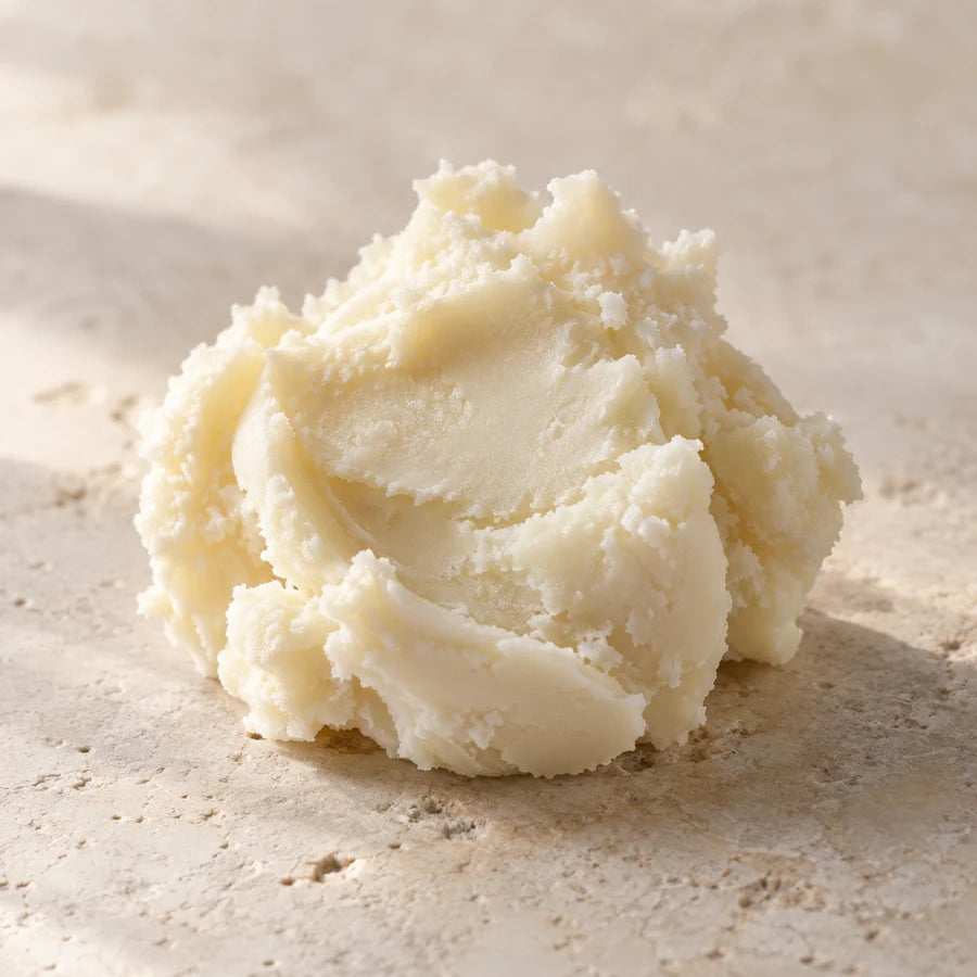 Rich shea butter texture in warm, natural light